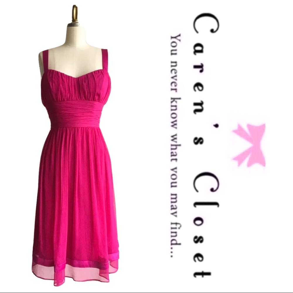 Tahari Fuchsia Pink Silk Cocktail Dress